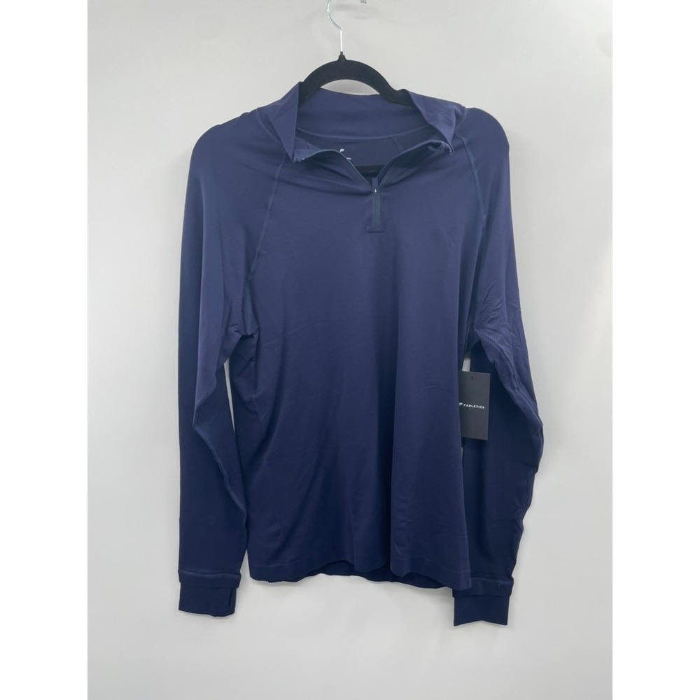NWT Fabletics Performance Quarter-Zip Top Men's Medium‎ Navy Blue Long-Sleeve